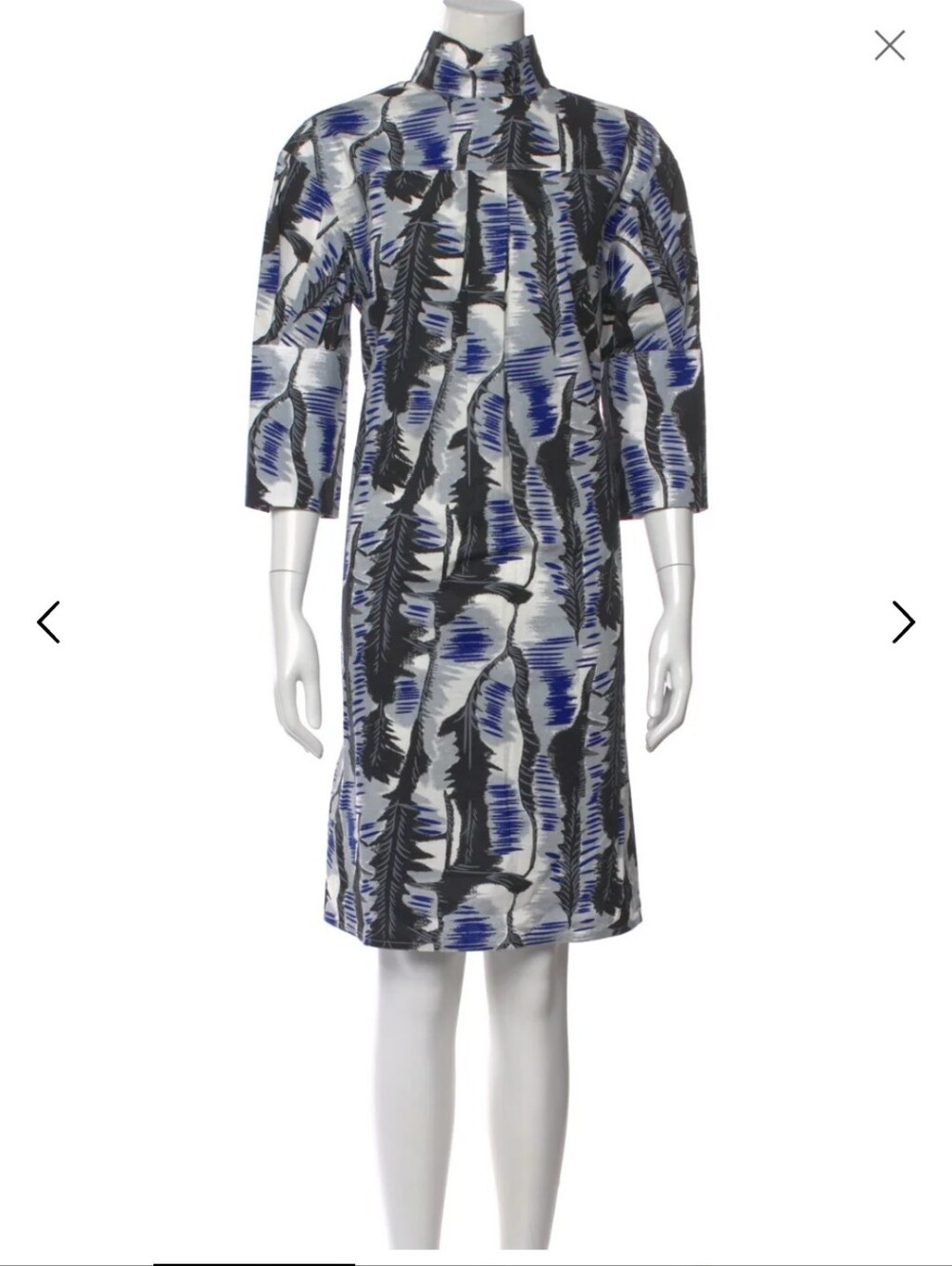 Marni Printed Shift Dress in Blue, Black & White